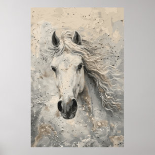 White Horse Art Poster
