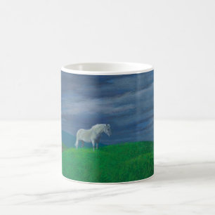 White Horse Awaits Impending Storm Coffee Mug