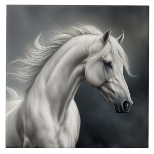 White Horse Beautiful Art Tile