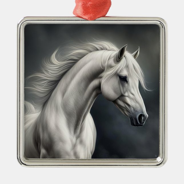 White Horse Beautiful Metal Tree Decoration (Front)