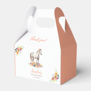 White Horse Birthday Party Floral Pony Favour Box