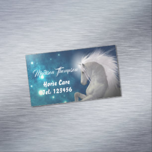 White Horse Blue Skies Animal Care Magnetic Business Card