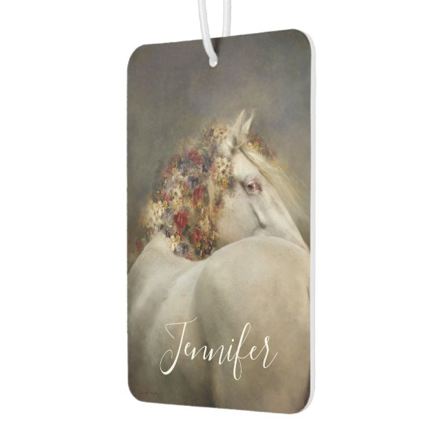 White Horse Boho Monogram Name Car Air Freshener (Left)