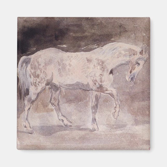 White Horse (by Eugene Delacroix) Magnet (Front)