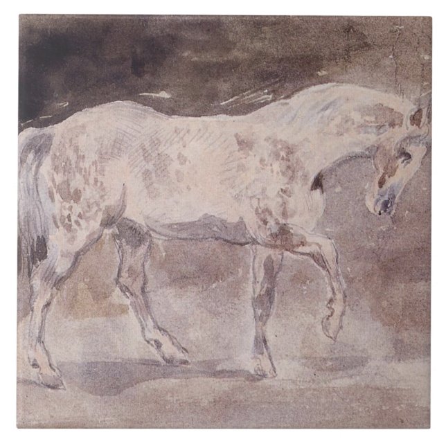 White Horse (by Eugene Delacroix) Tile (Front)