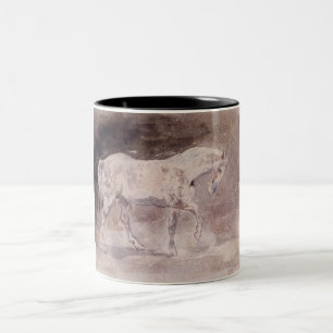 White Horse (by Eugene Delacroix) Two-Tone Coffee Mug
