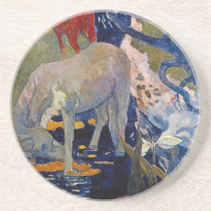 White Horse by Paul Gauguin, Vintage Fine Art Coaster