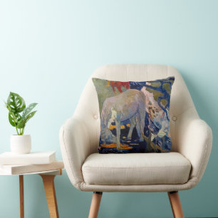 White Horse by Paul Gauguin, Vintage Fine Art Cushion