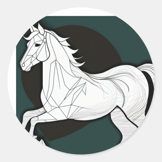 white horse classic round sticker (Front)
