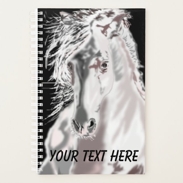 White Horse - Customisable - Add Your Text / Name Planner (Front)