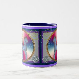 White horse dancer Two-Tone coffee mug