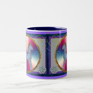 White horse dancer Two-Tone coffee mug