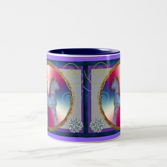 White horse dancer Two-Tone coffee mug (Center)