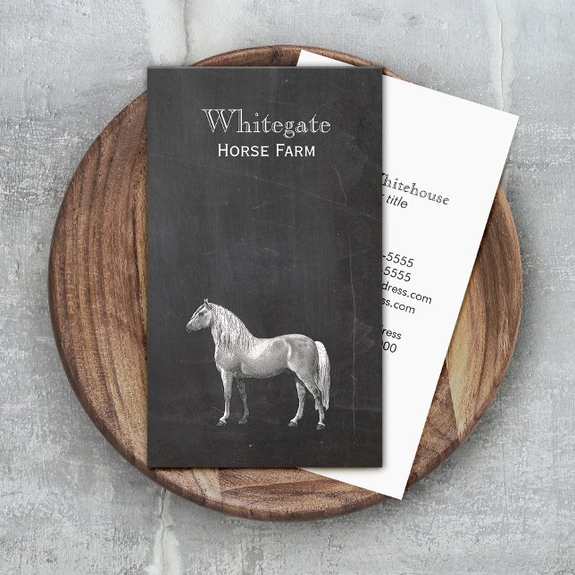 White Horse Equestrian Rustic Black Business Card (Creator Uploaded)