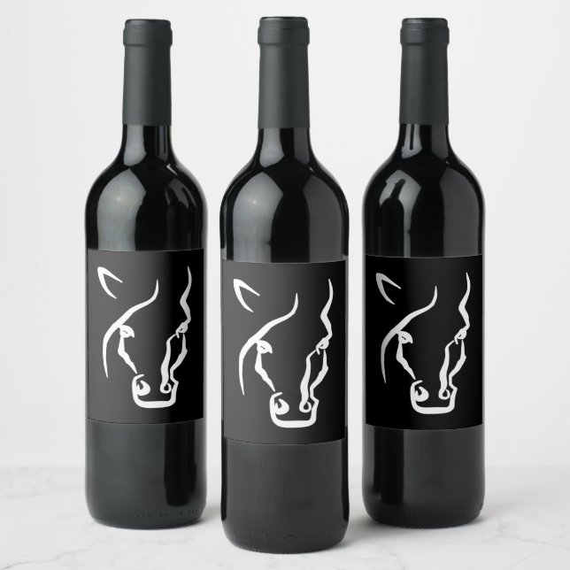 White Horse Face Wine Label (Bottles)