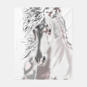 White Horse Fleece Blanket Custom Colour