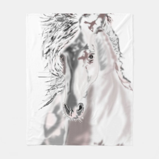 White Horse Fleece Blanket Custom Colour (Front)
