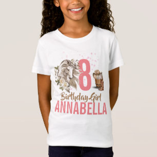 White Horse floral Birthday Girls T-Shirt