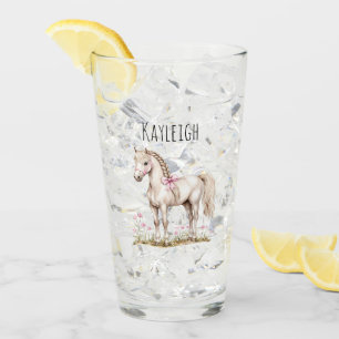 White Horse & Flowers Glass