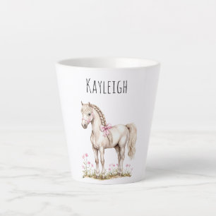 White Horse & Flowers Latte Mug