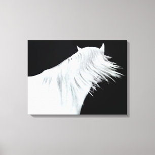 White Horse Head Three Panels Canvas Print