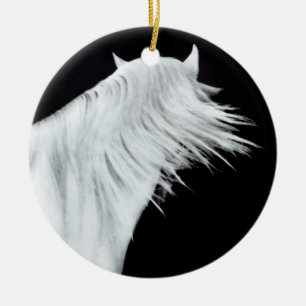 White Horse Head Three Panels Ceramic Tree Decoration