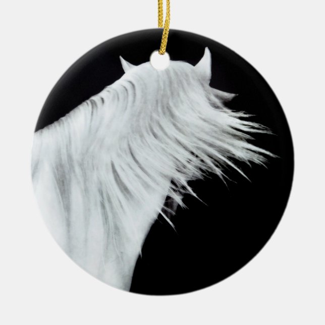 White Horse Head Three Panels Ceramic Tree Decoration (Front)