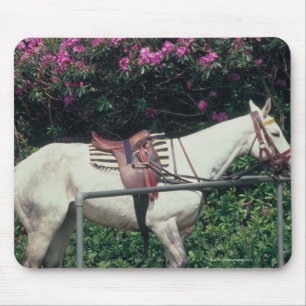 White Horse in a Garden Mouse Mat
