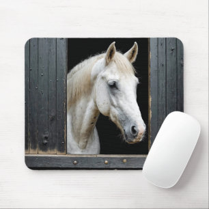 White Horse In a Stable Window Mouse Mat