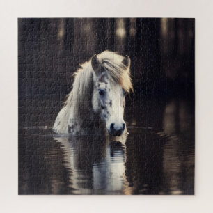 White Horse in Lake Jigsaw Puzzle