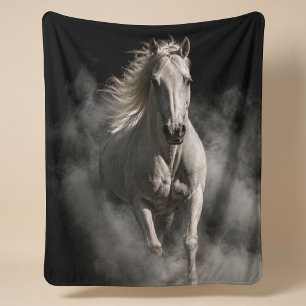 White Horse In Smoke Sherpa Blanket
