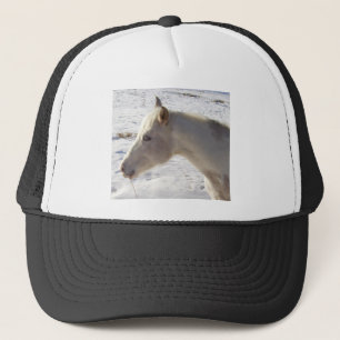 White Horse in Snow Trucker Hat