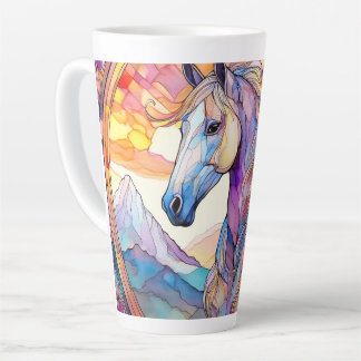 White Horse in Stained Glass  Latte Mug