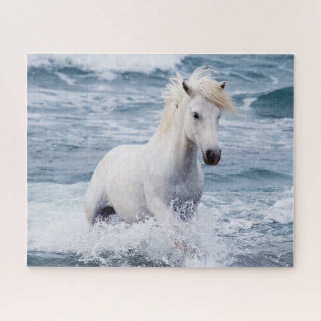 White Horse in the Sea Jigsaw Puzzle (Horizontal)