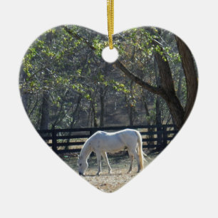 White Horse in trees Ceramic Tree Decoration