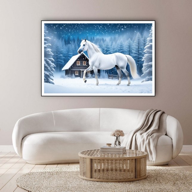 White horse in winter forest poster (Creator Uploaded)