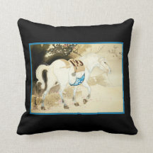 White Horse Japanese Woodblock Art chic Decor