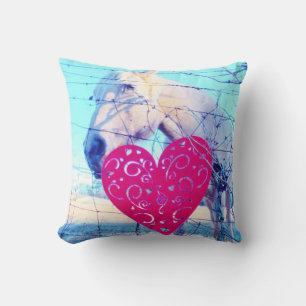 White Horse kissing Heart Cushion