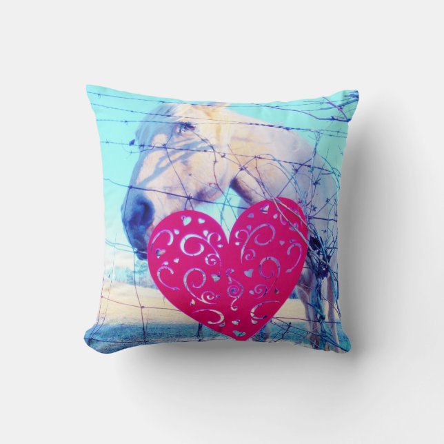 White Horse kissing Heart Cushion (Front)