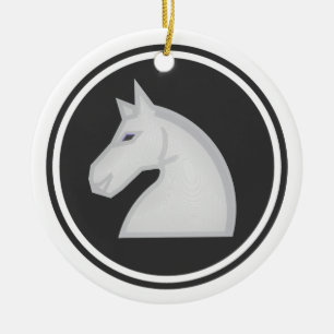 White Horse Knight Chess Ceramic Tree Decoration