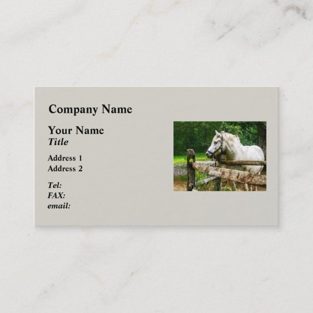 White Horse Looking Away Business Card (Front)