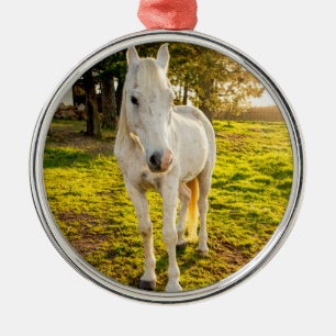 White Horse Metal Tree Decoration