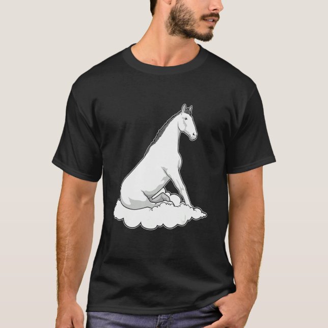 White Horse On Clouds T-Shirt (Front)