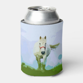 White Horse Painted Portrait Can Cooler