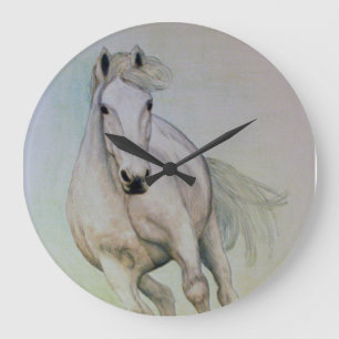 White Horse Painting Acrylic Wall Clock
