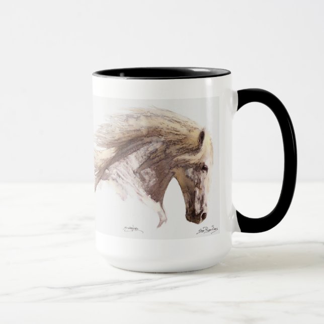 White Horse Pegasus Stallion Fine Art Mug (Right)