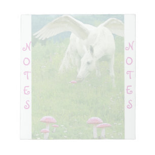 White Horse Pegasus & Toadstools Fantasy Notepad