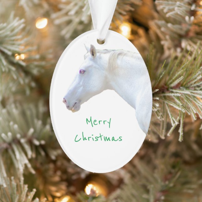 White Horse Photo Ornament (Tree)