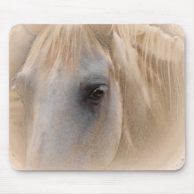 White Horse Portrait Mouse Mat (Front)