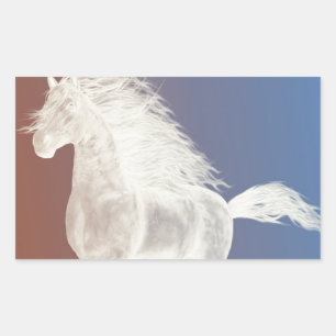 White Horse Rectangular Sticker